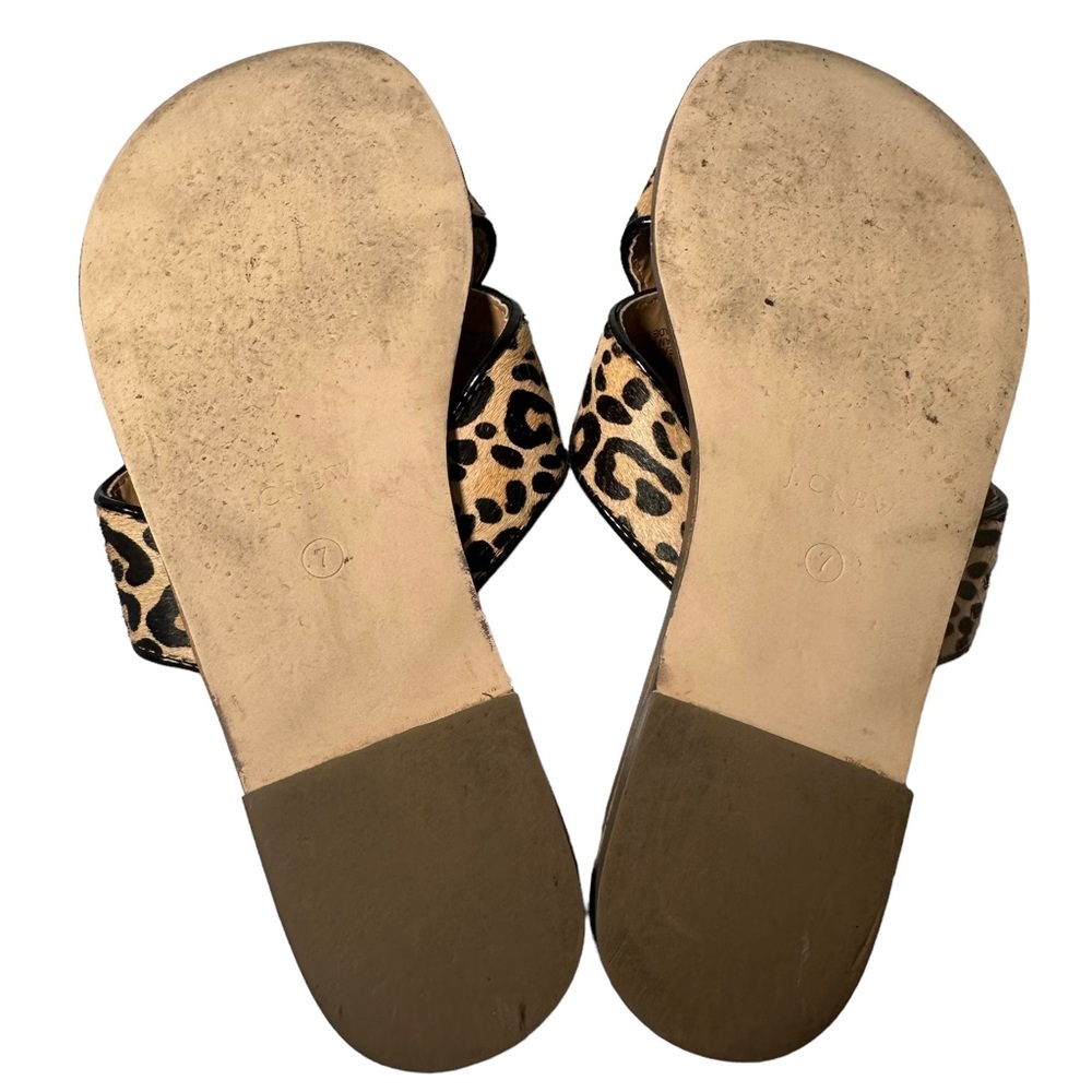 J. Crew Sandals 7 Seaside Crisscross Leopard Pony Hair Leather E8847 - Picture 11 of 11